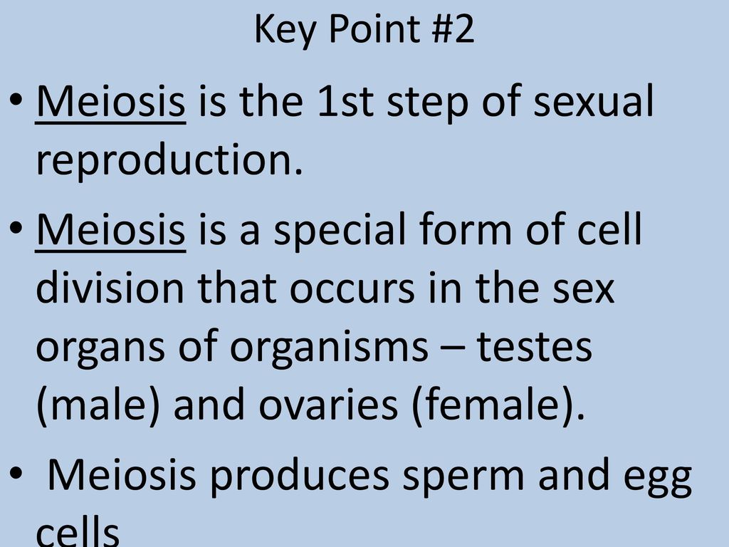 Meiosis is the 1st step of sexual reproduction.