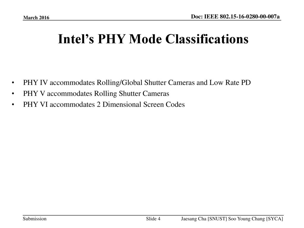 Intel’s PHY Mode Classifications