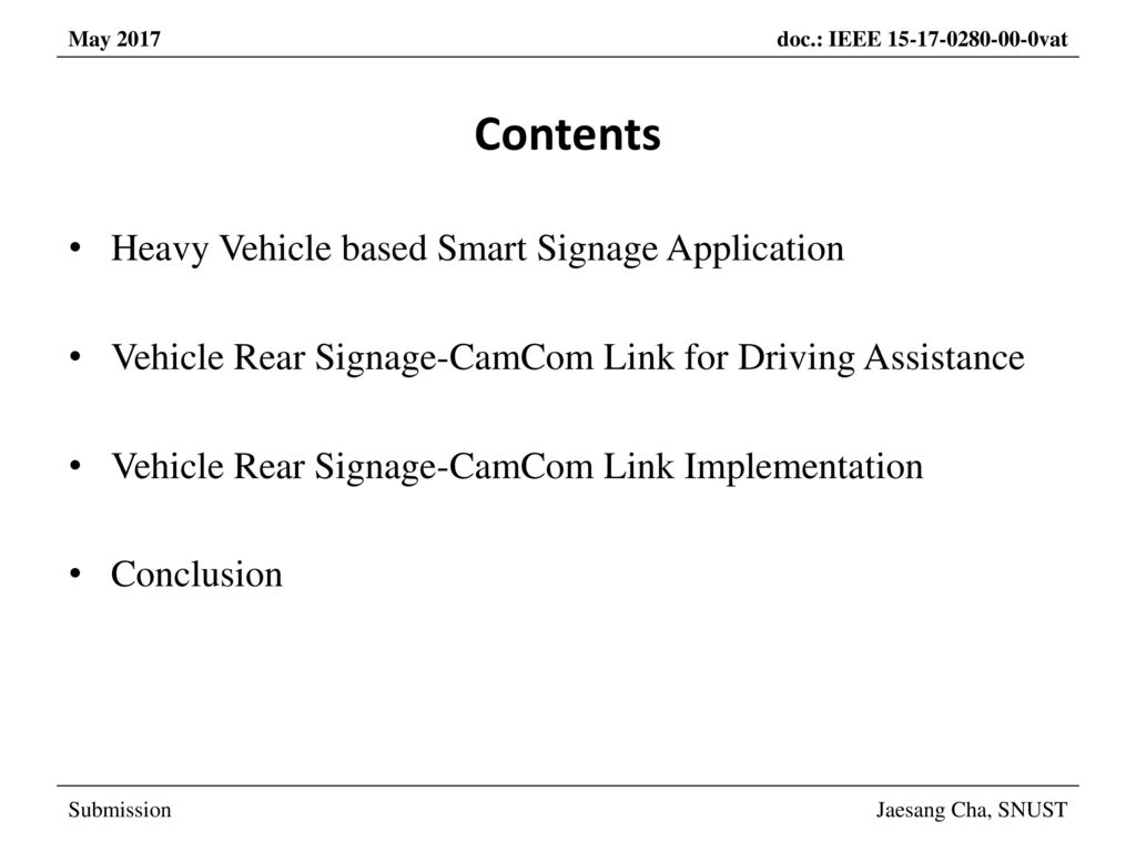 Contents Heavy Vehicle based Smart Signage Application