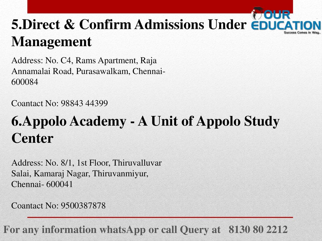 5.Direct & Confirm Admissions Under Management