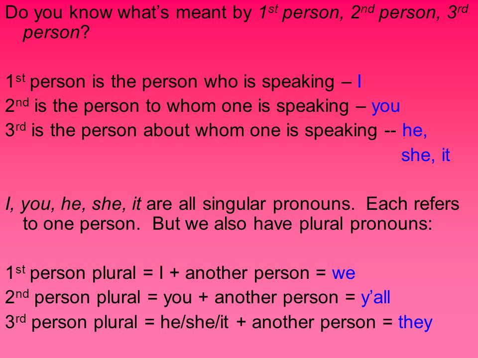 Do you know what’s meant by 1st person, 2nd person, 3rd person