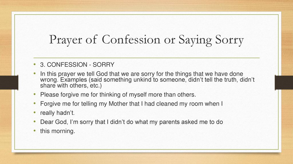 Prayer of Confession or Saying Sorry