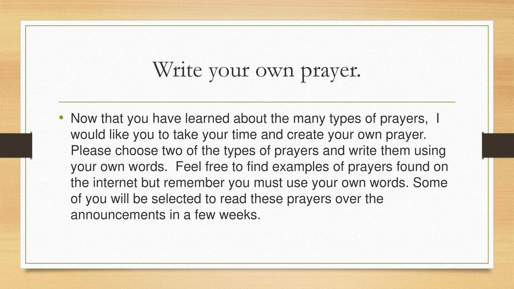 Write your own prayer.