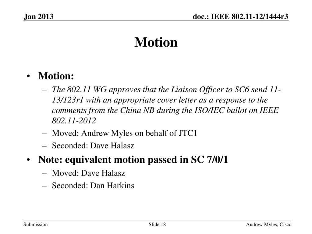 Motion Motion: Note: equivalent motion passed in SC 7/0/1