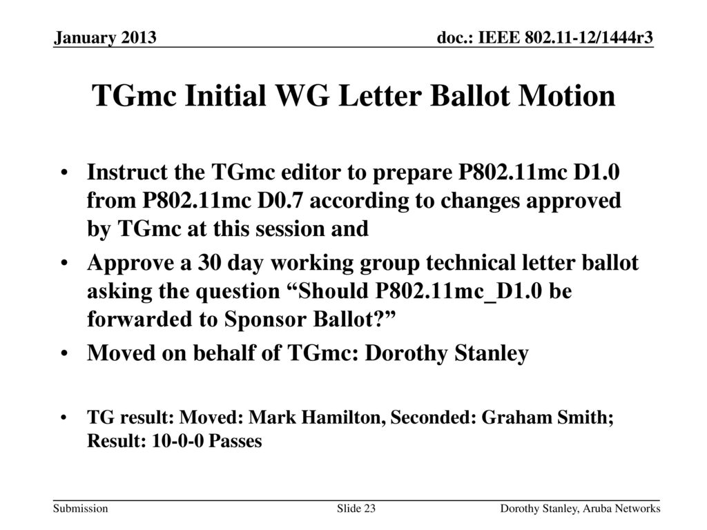 TGmc Initial WG Letter Ballot Motion