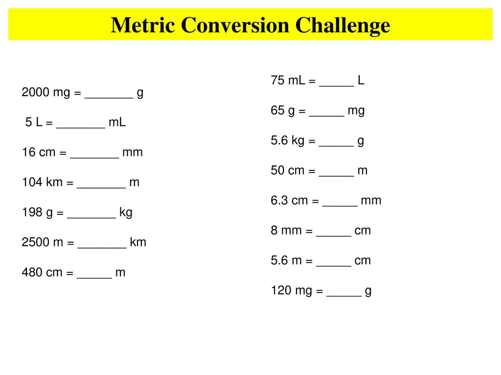 Metric Conversion Challenge