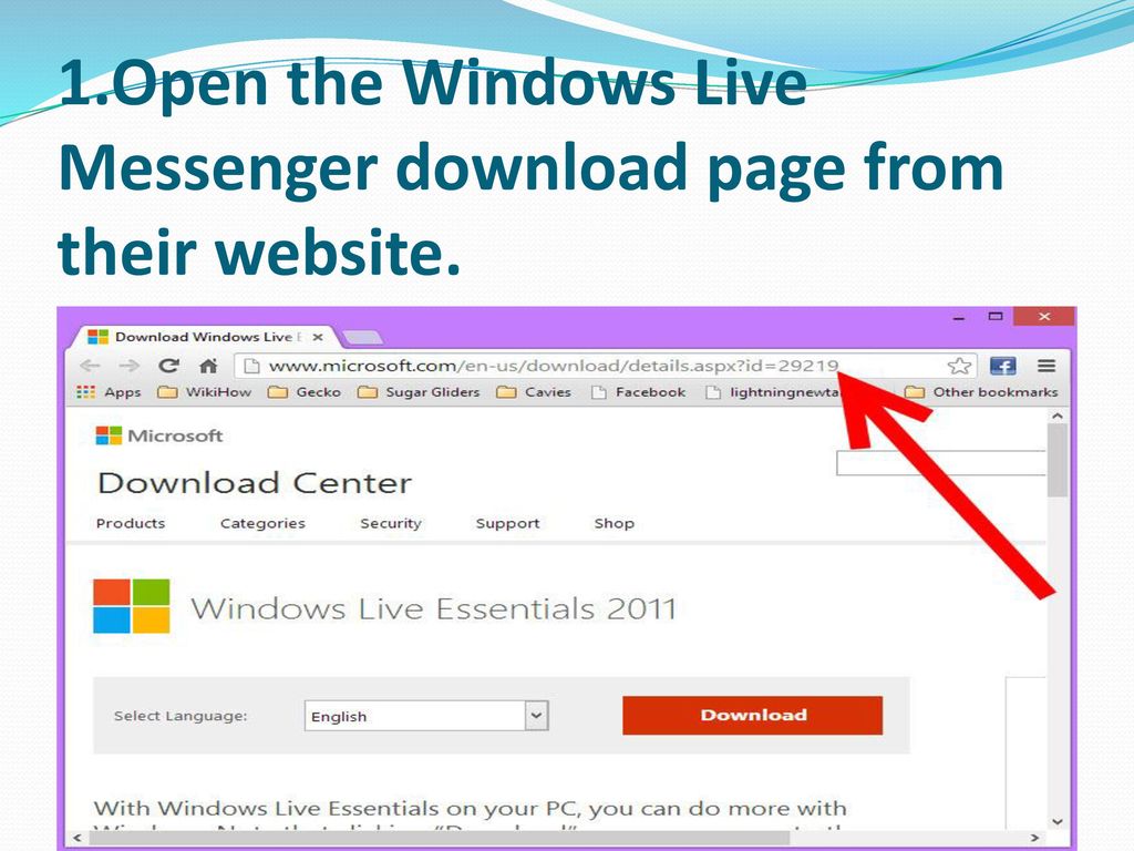 1.Open the Windows Live Messenger download page from their website.