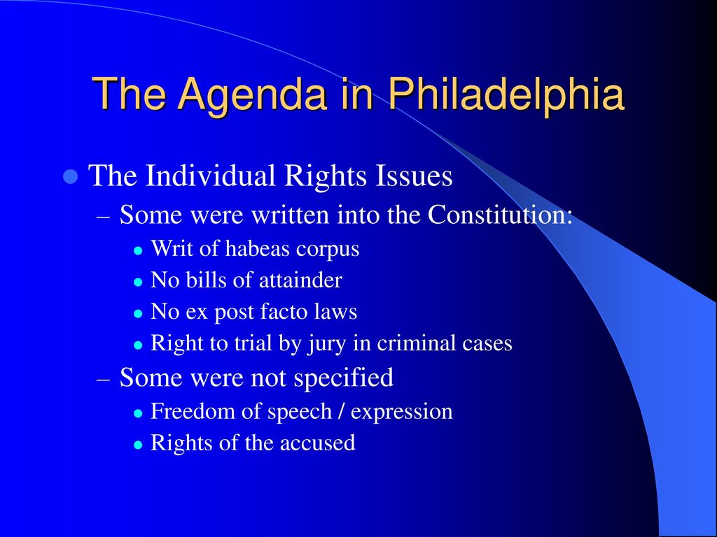 The Agenda in Philadelphia