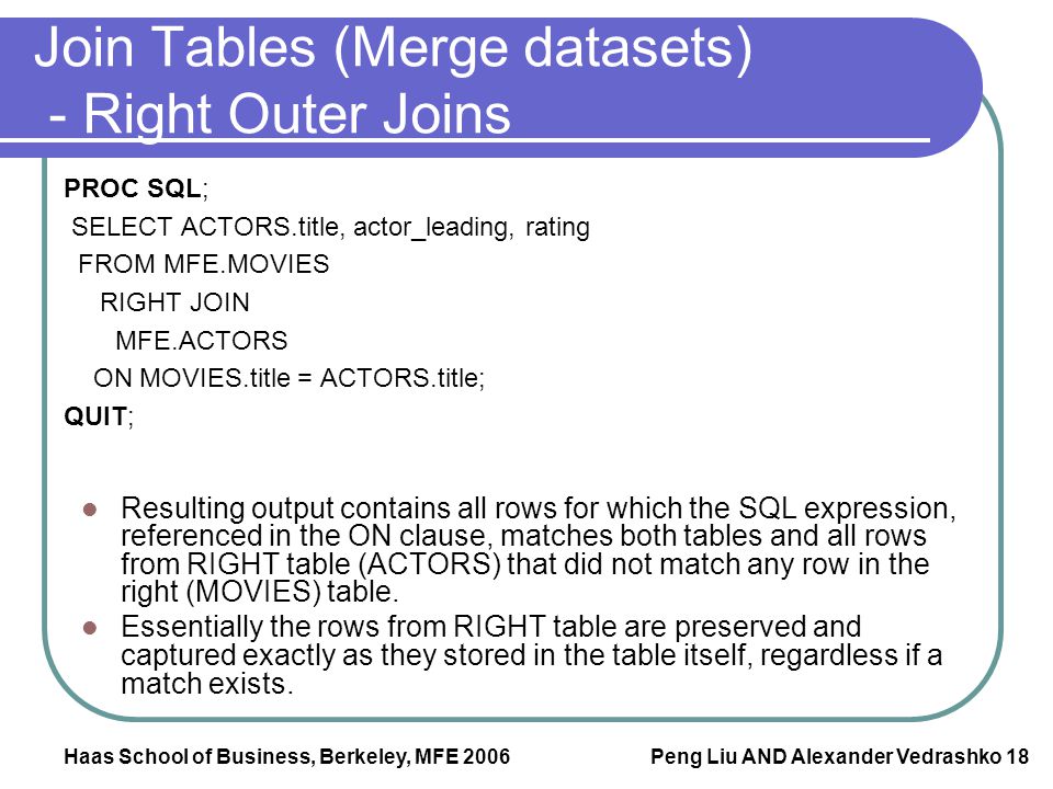 Join Tables (Merge datasets) - Right Outer Joins