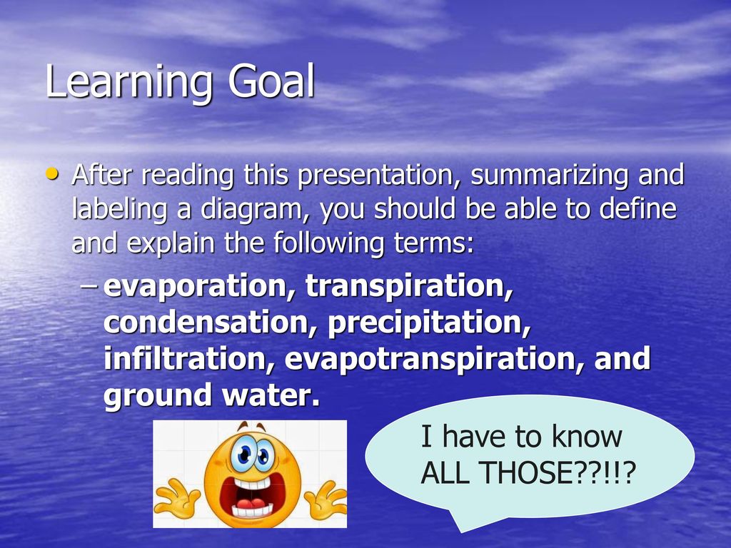 Learning Goal After reading this presentation, summarizing and labeling a diagram, you should be able to define and explain the following terms: