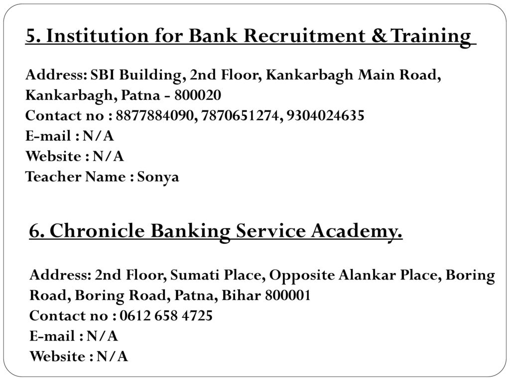 5. Institution for Bank Recruitment & Training