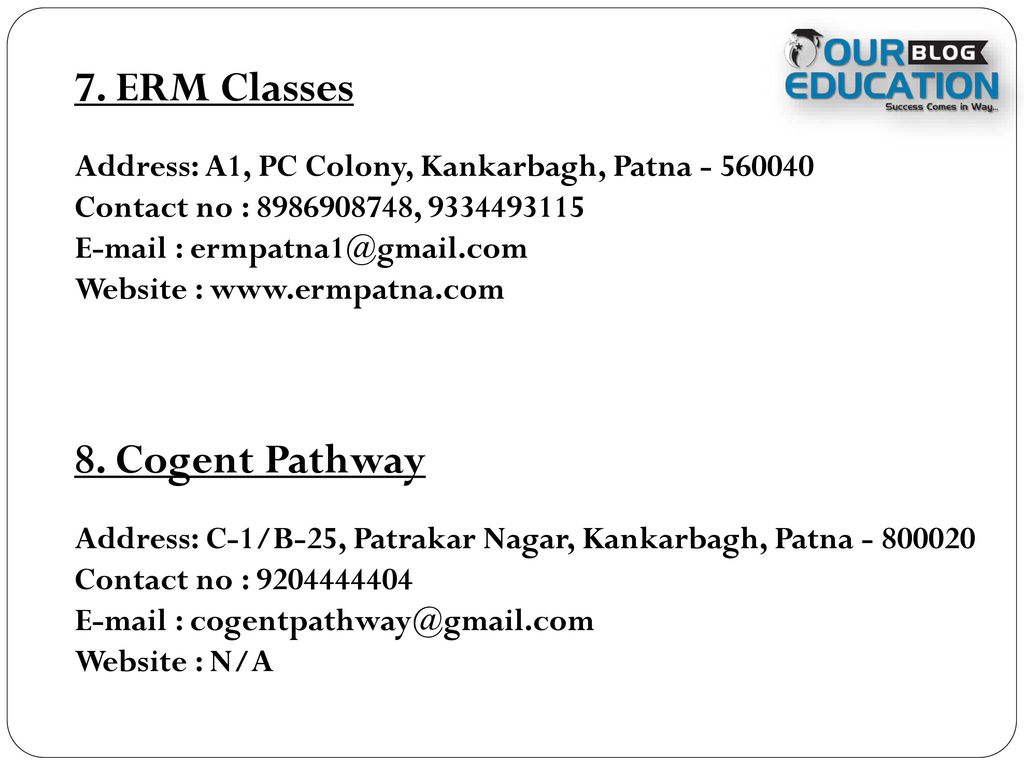 7. ERM Classes 8. Cogent Pathway