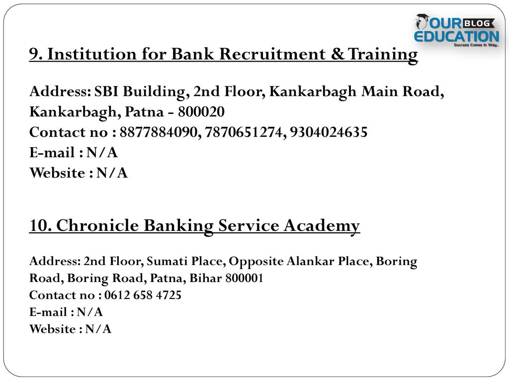 9. Institution for Bank Recruitment & Training