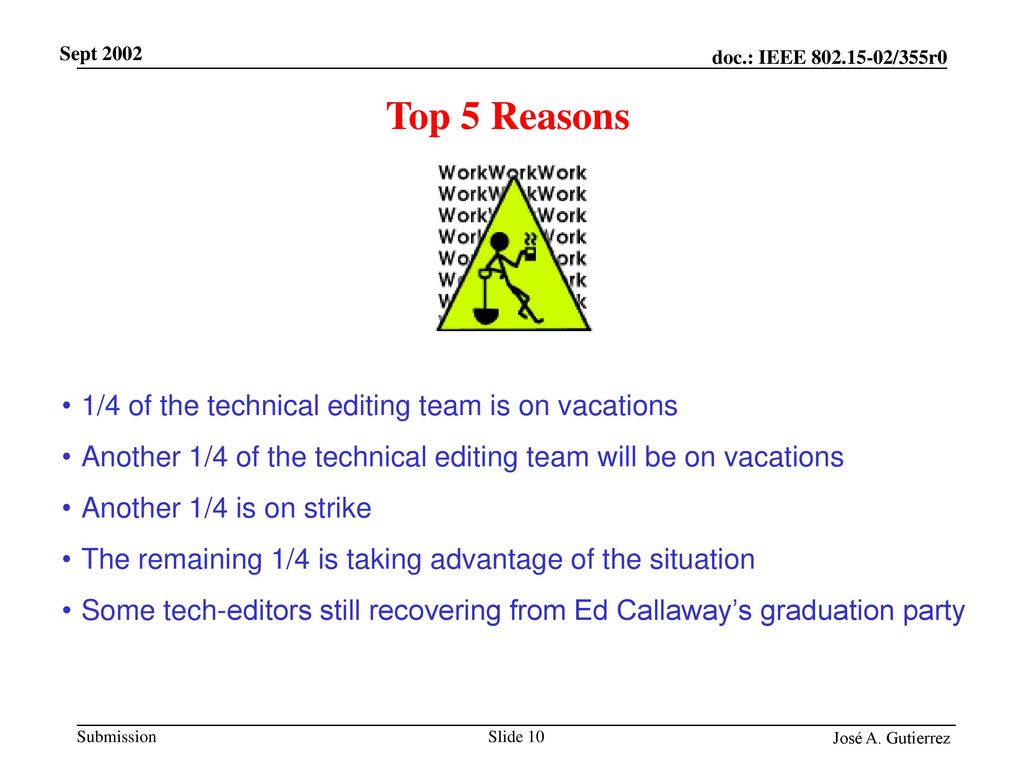 Top 5 Reasons 1/4 of the technical editing team is on vacations