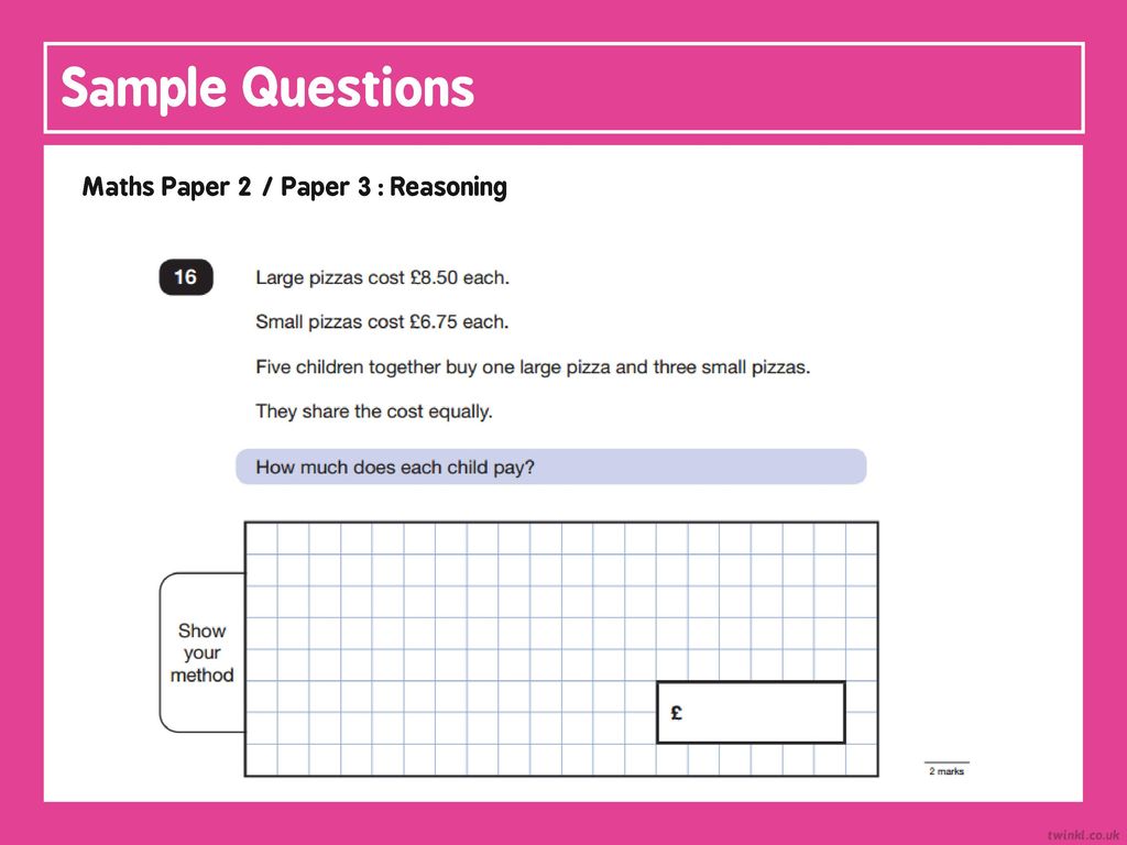 Sample Questions Maths Paper 2 / Paper 3 : Reasoning