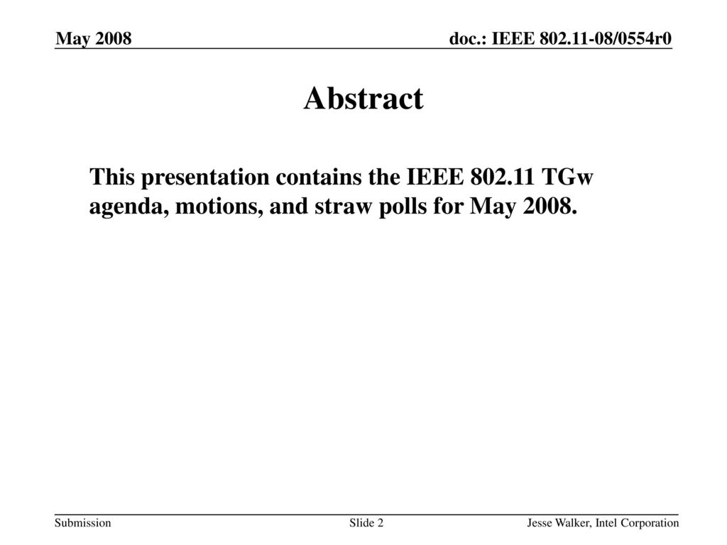 January 2005 doc.: IEEE yy/xxxxr0. May Abstract.