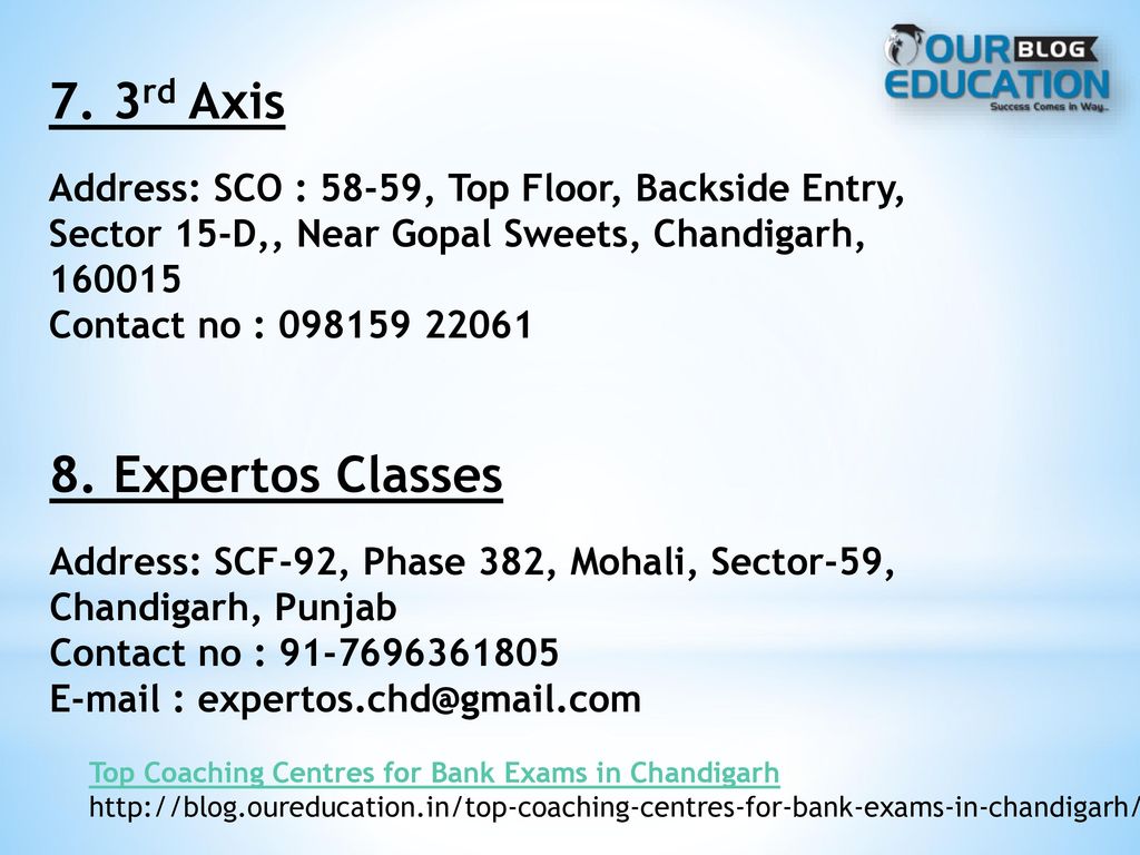 7. 3rd Axis 8. Expertos Classes