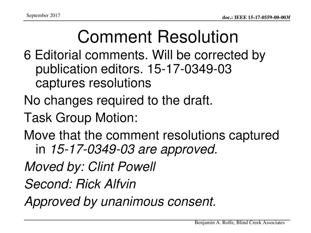 Comment Resolution