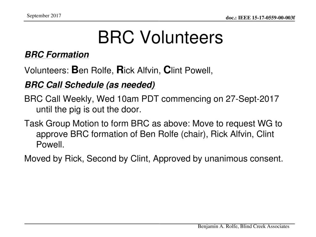 BRC Volunteers
