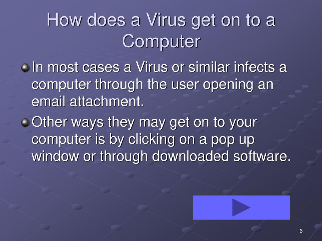 How does a Virus get on to a Computer