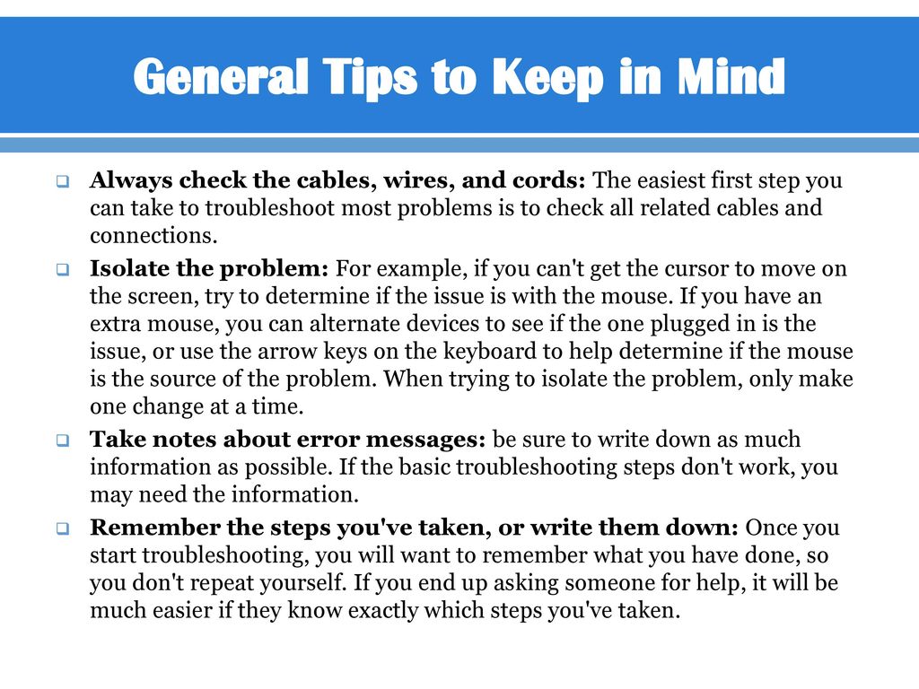 General Tips to Keep in Mind