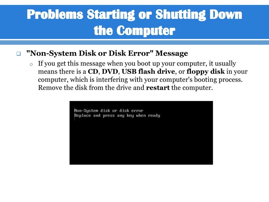 Problems Starting or Shutting Down the Computer