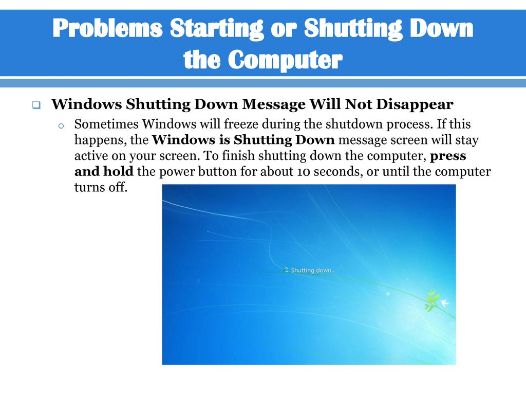 Problems Starting or Shutting Down the Computer