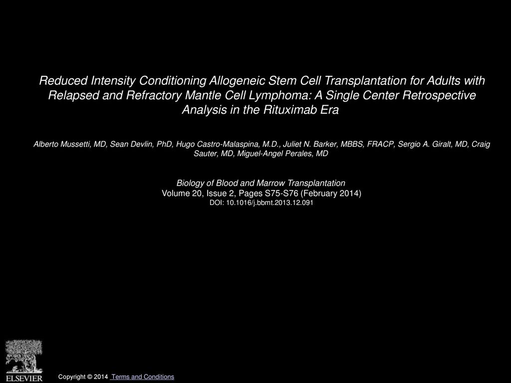 Reduced Intensity Conditioning Allogeneic Stem Cell Transplantation for Adults with Relapsed and Refractory Mantle Cell Lymphoma: A Single Center Retrospective Analysis in the Rituximab Era