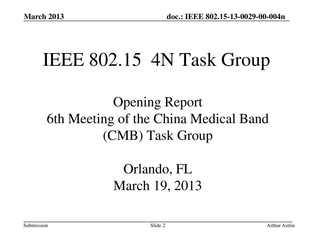 6th Meeting of the China Medical Band (CMB) Task Group