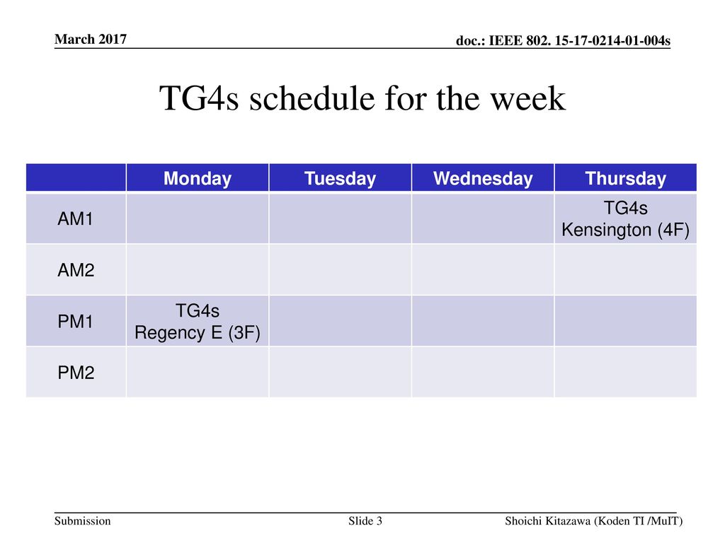 TG4s schedule for the week
