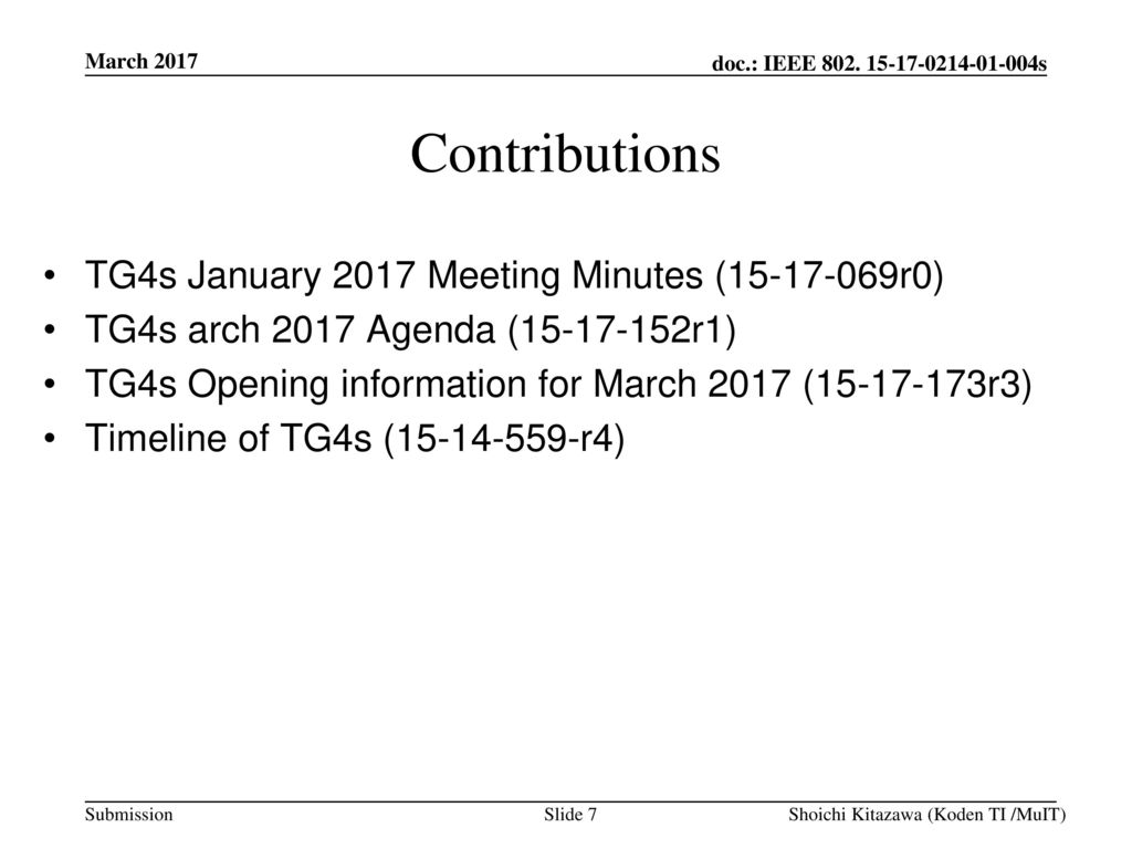 Contributions TG4s January 2017 Meeting Minutes ( r0)