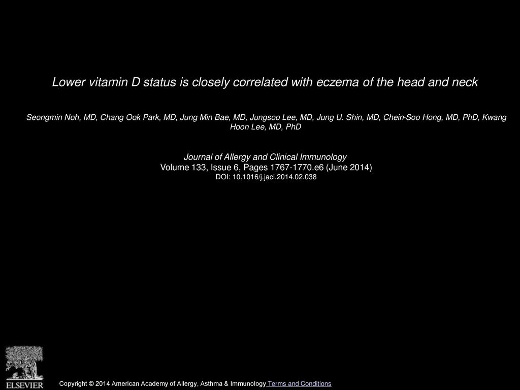 Lower vitamin D status is closely correlated with eczema of the head and neck