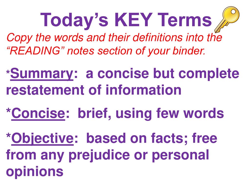 Today's KEY Terms *Concise: brief, using few words - ppt download