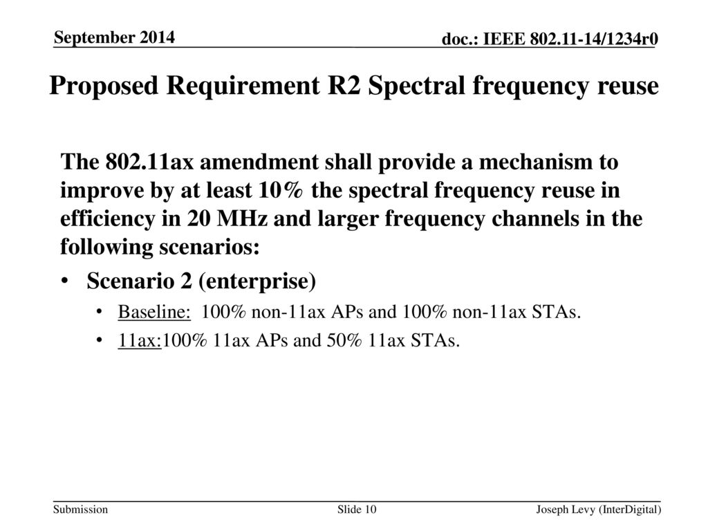 Proposed Requirement R2 Spectral frequency reuse