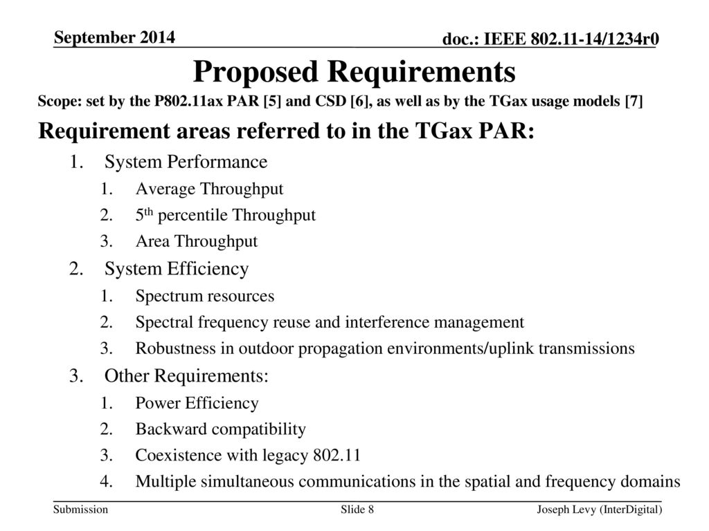 Proposed Requirements