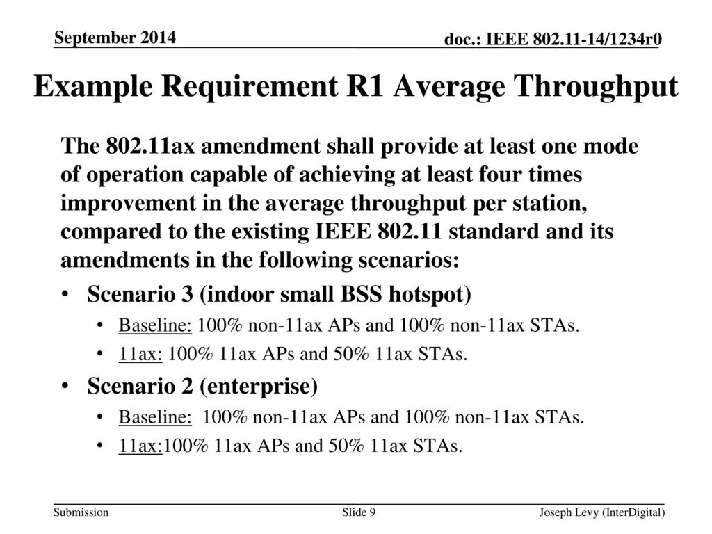Example Requirement R1 Average Throughput