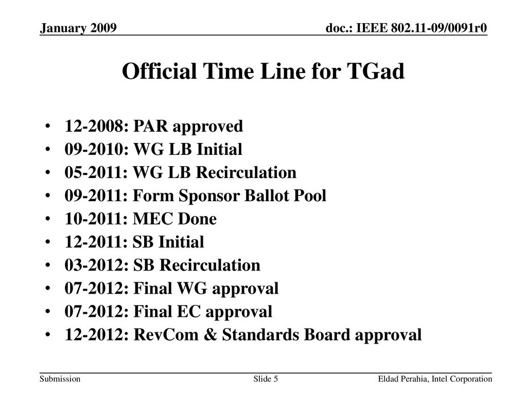 Official Time Line for TGad