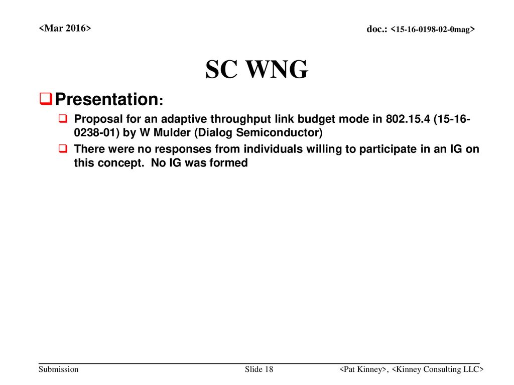 <Mar 2016> SC WNG. Presentation: