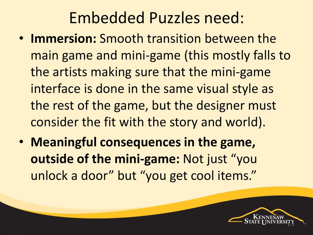 Embedded Puzzles need: