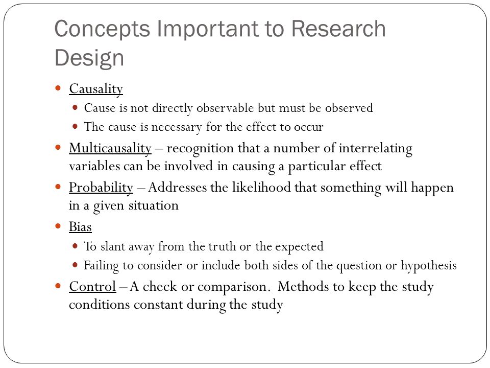 Concepts Important to Research Design