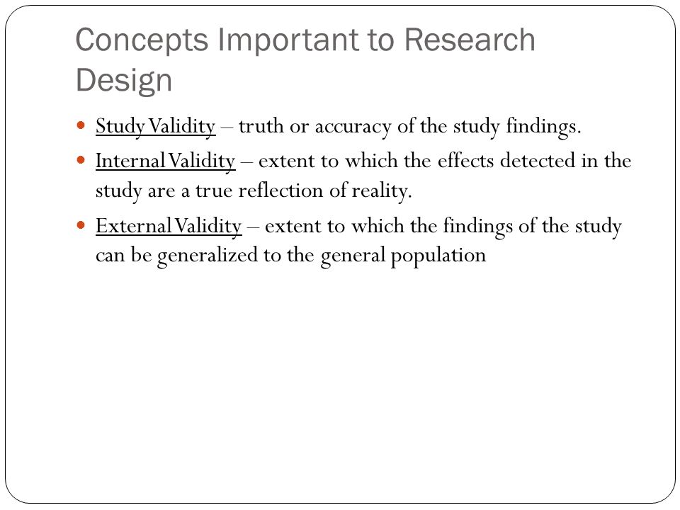 Concepts Important to Research Design