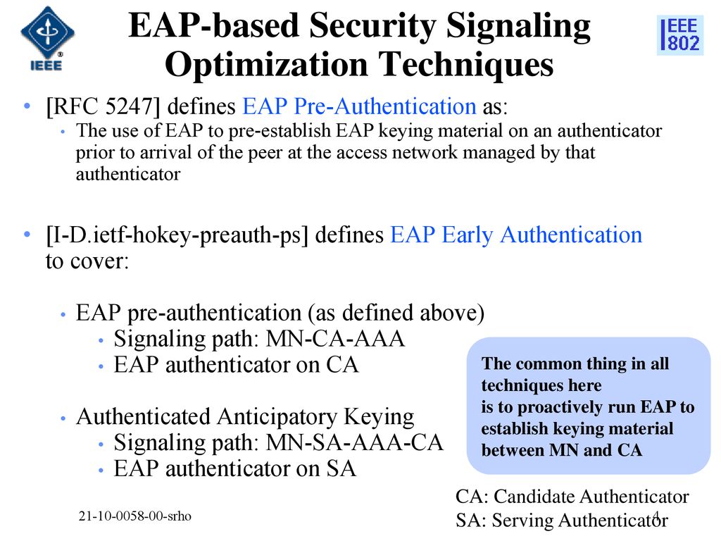 EAP-based Security Signaling Optimization Techniques