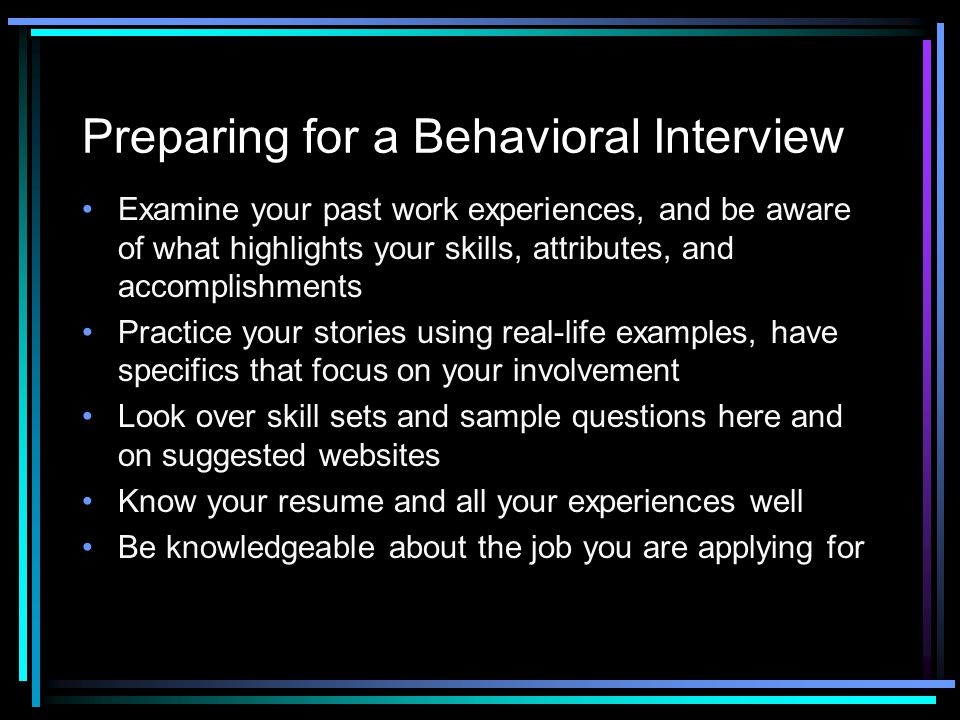 Preparing for a Behavioral Interview