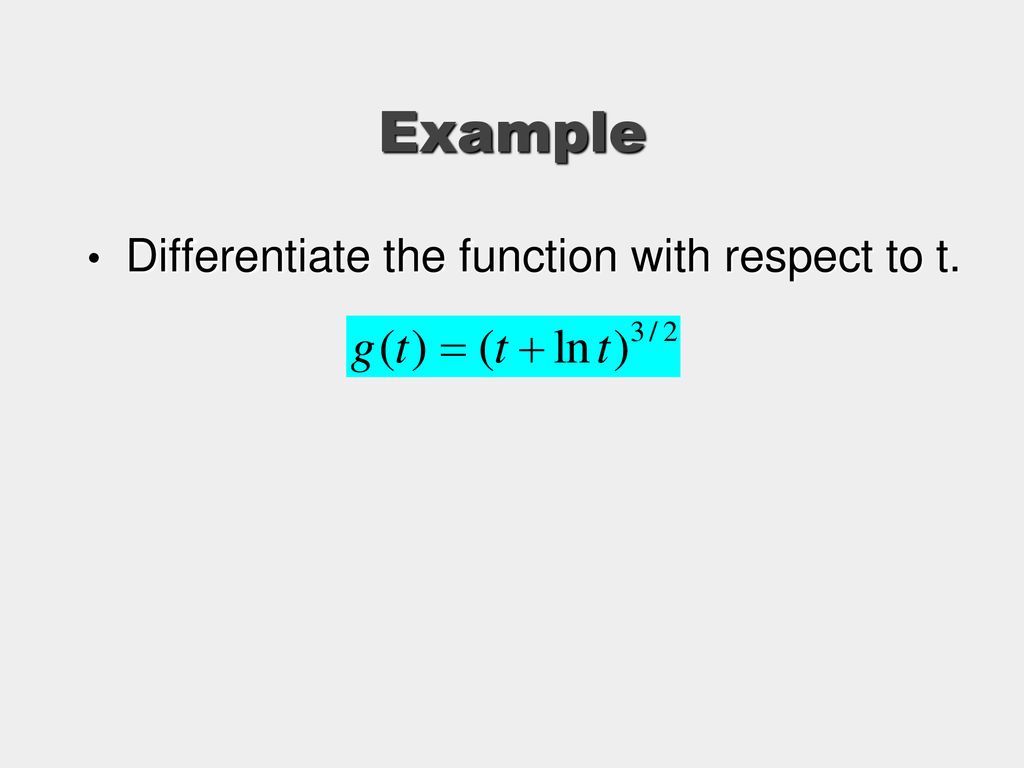 Example Differentiate the function with respect to t.
