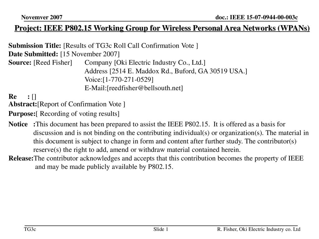 平成30年9月 doc.: IEEE /424r1. Novemver Project: IEEE P Working Group for Wireless Personal Area Networks (WPANs)