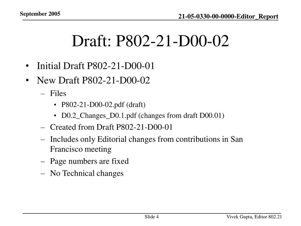 Draft: P D00-02 Initial Draft P D00-01