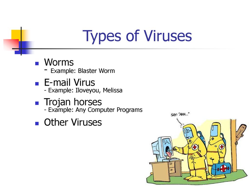 Types of Viruses Worms - Example: Blaster Worm  Virus
