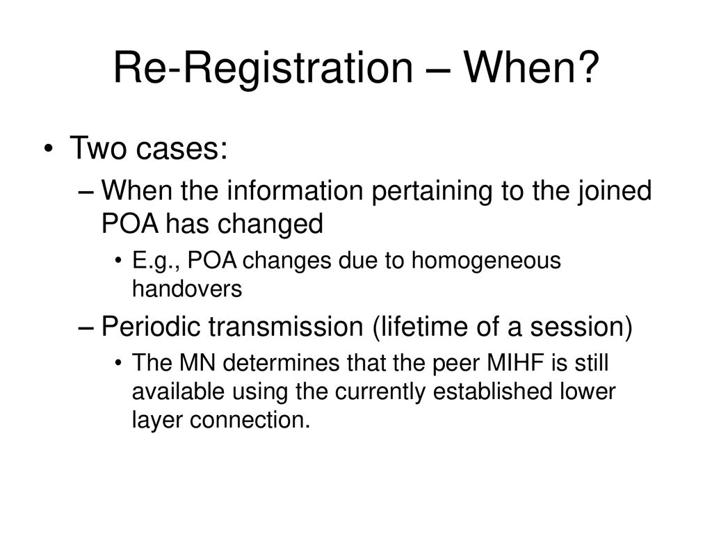 Re-Registration – When