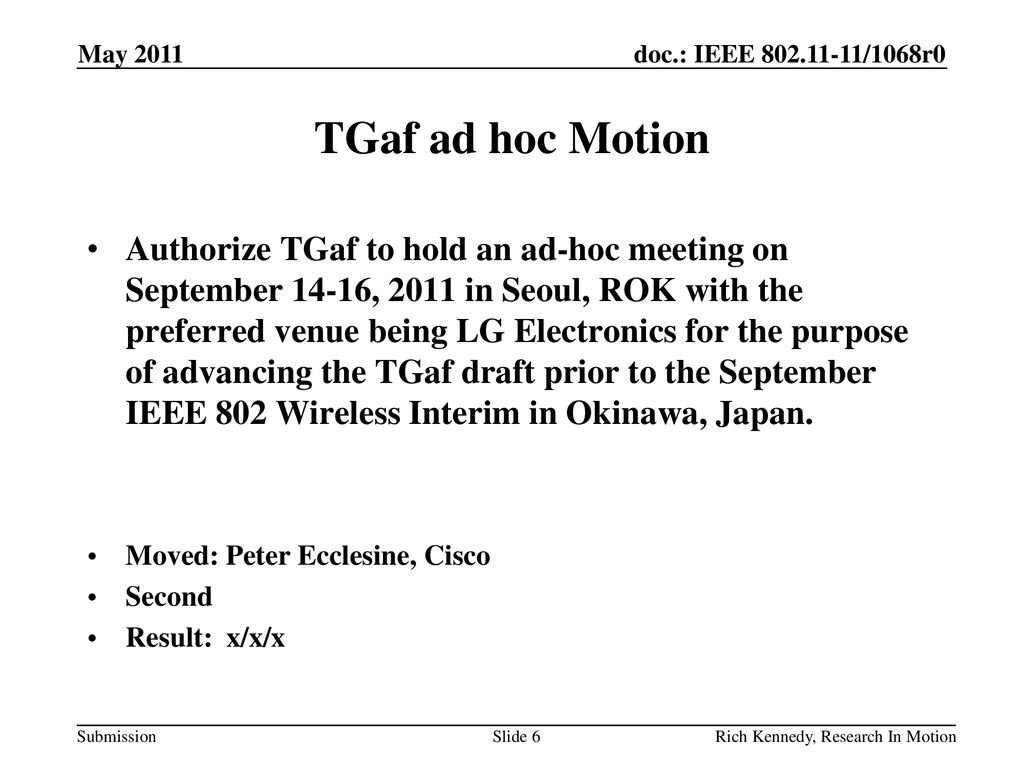 May 2011 TGaf ad hoc Motion.