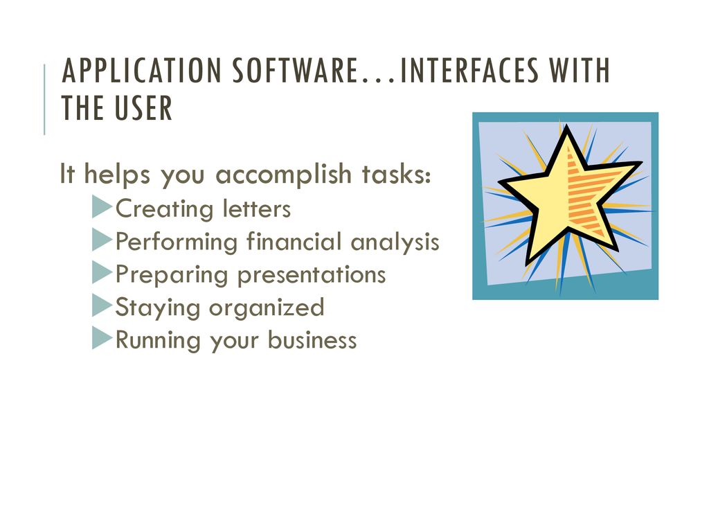 Application Software…Interfaces with the USER